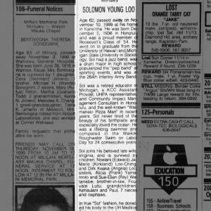 Obituary for YOUNG SOLOMON LOO
