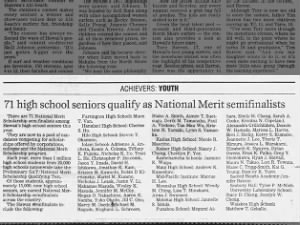 10 Oct 1997 National Merit semifinalists